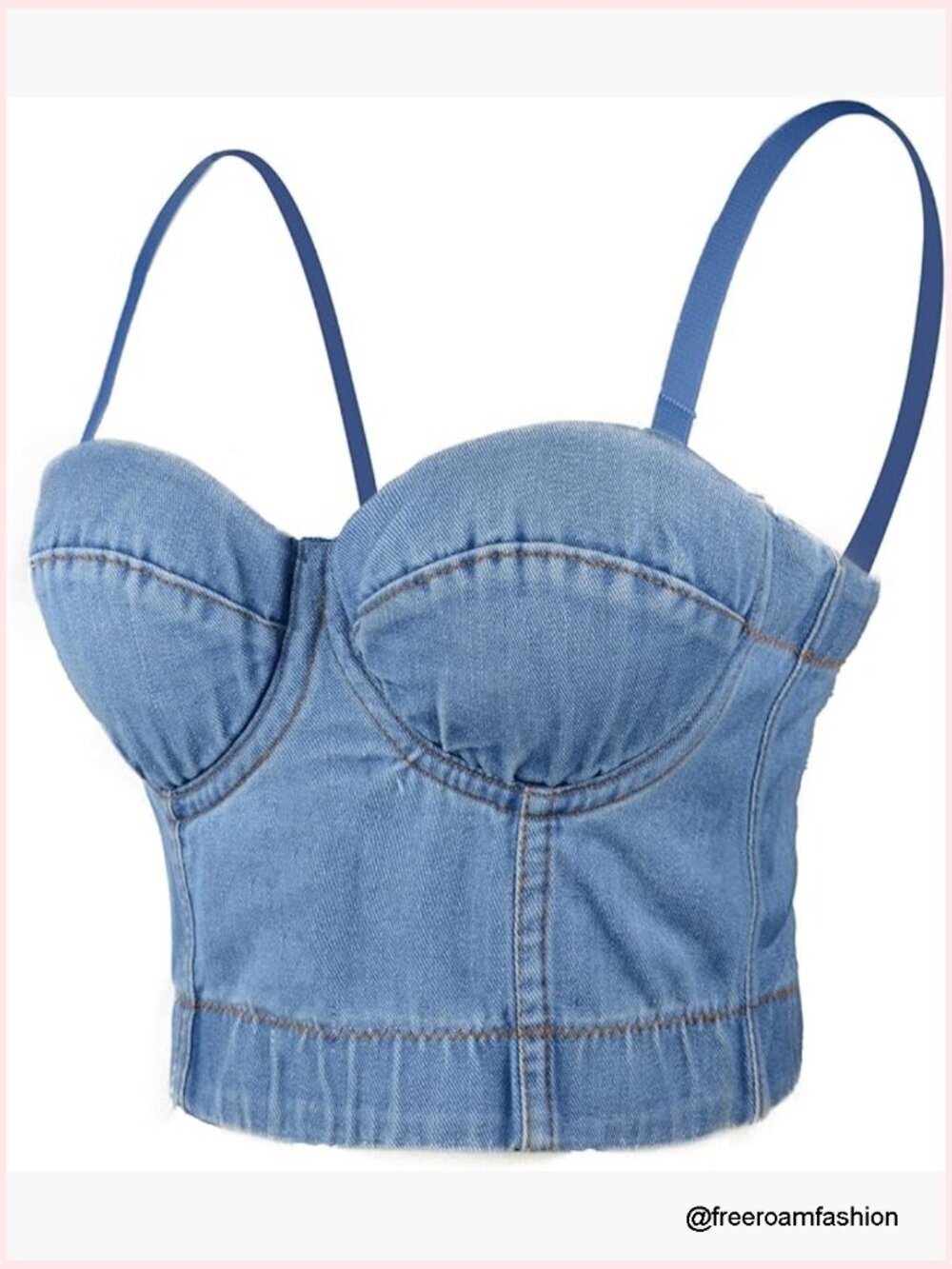 Bustier Crop Top Jean Corset Bra with Detachable Straps